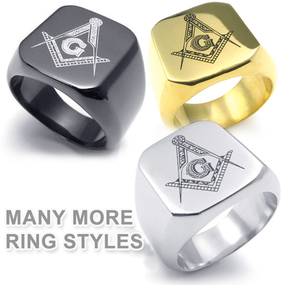 Freemasonry Shack Free Mason Ring Choose(1)Steel Black Silver Gold Masonic Rings