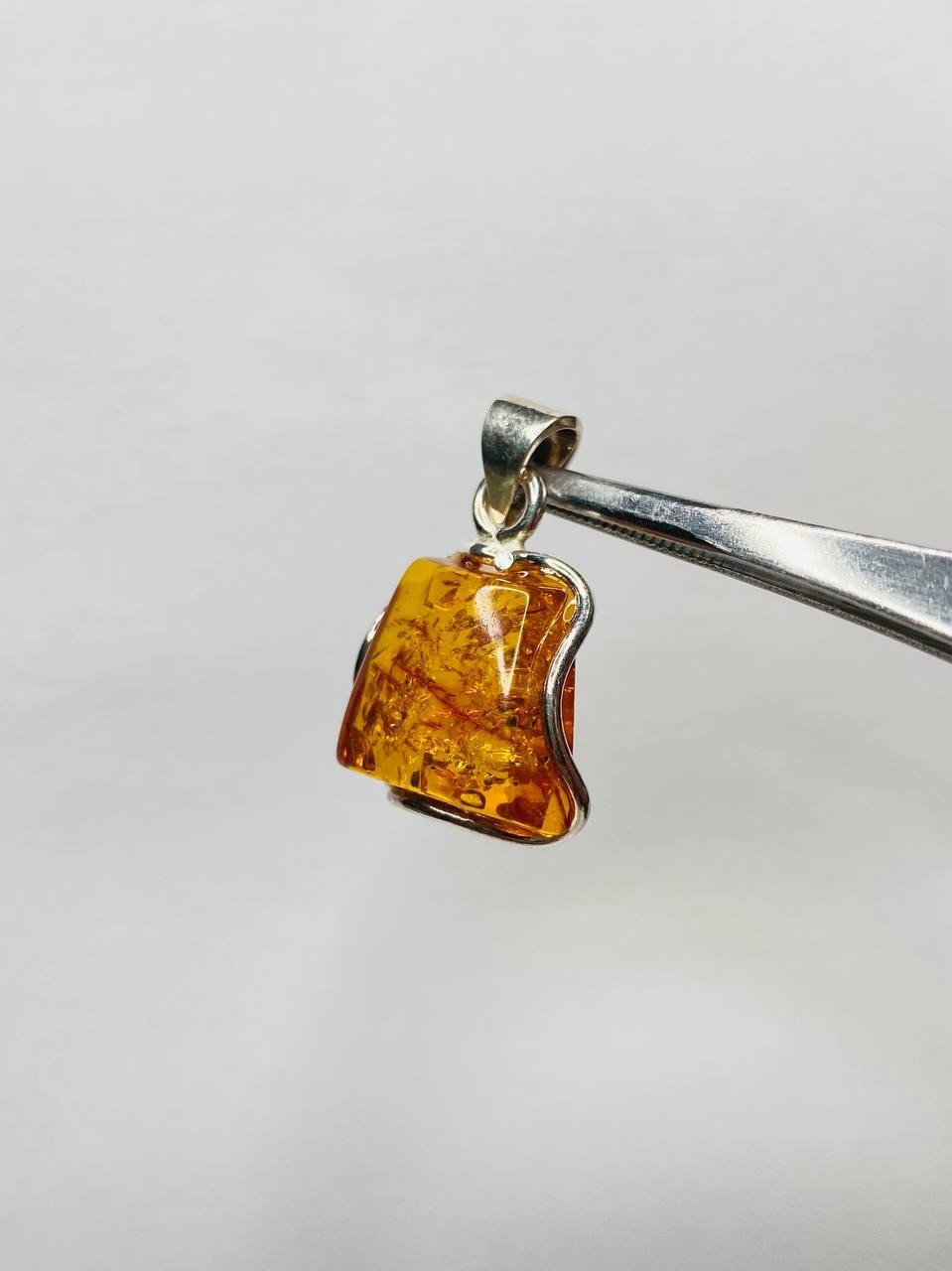 925 Solid Sterling Silver Honey Baltic Amber Designer Oval Beautiful Pendant