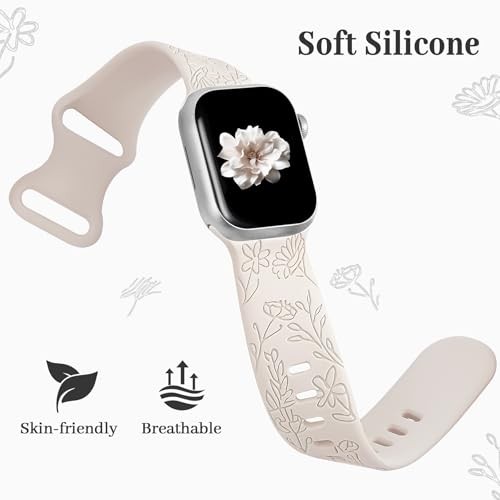 Floral Engraved 41/40/38/42mm(Series 11/10) A StarLight Band/RoseGold Cross