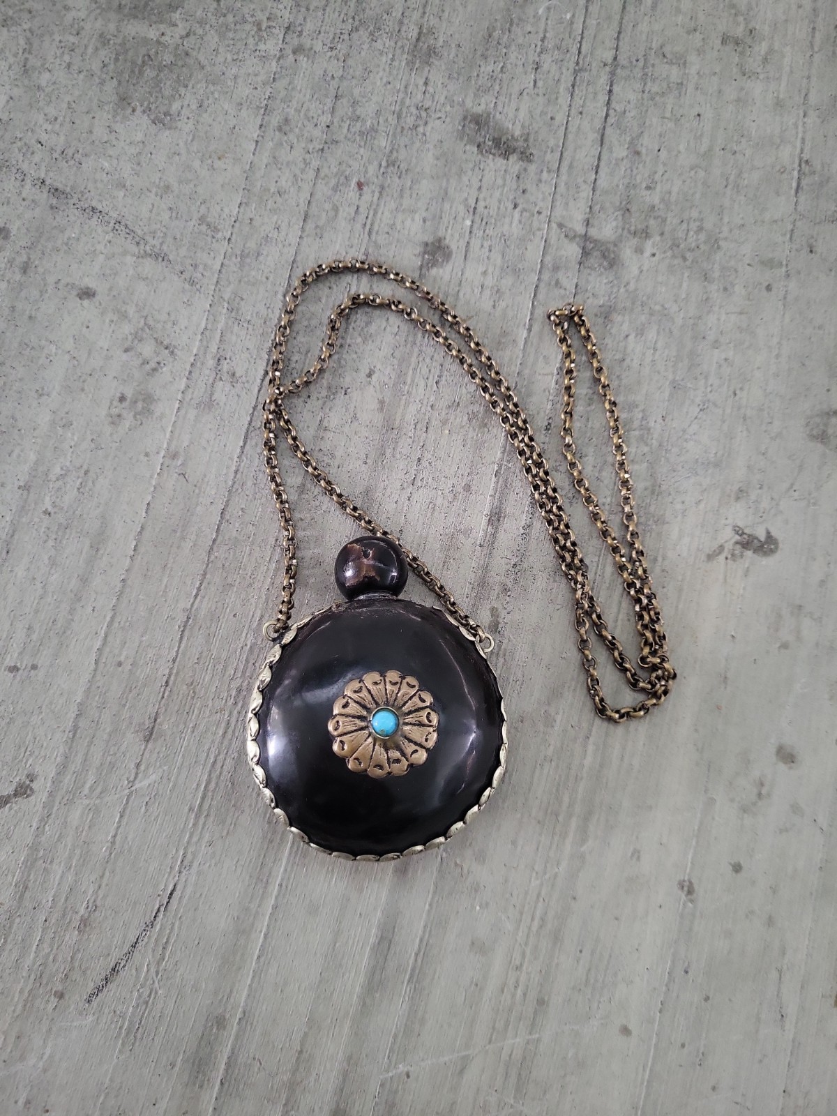 Vintage Bohemian Perfume Flask Pendant Necklace | Antique Snuff Bottle Charm