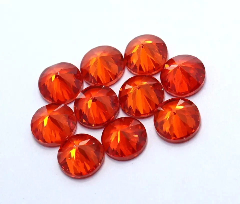 Certified Gemstone Lot 46 Pcs 6 mm Cambodian Natural Orange Zircon Round Cut