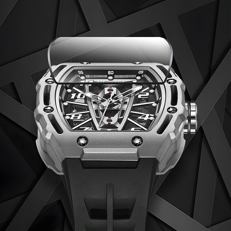 MARK FAIRWHALE Barrel Hollow Luminous Tourbillon Automatic Mechanical Wristwatch
