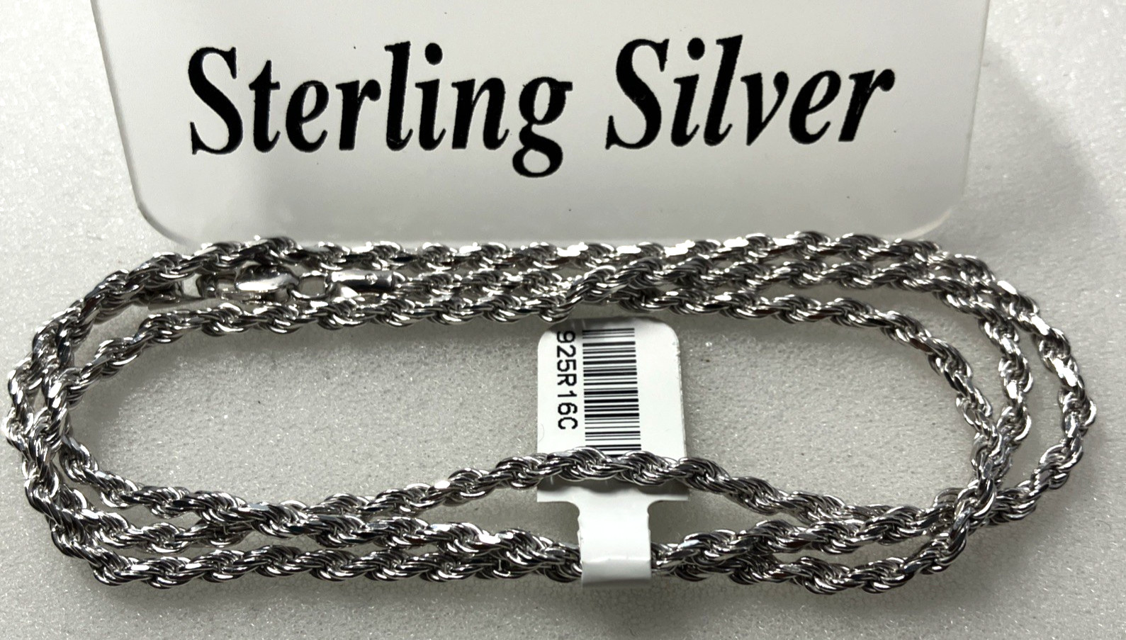 925 Sterling Silver Italy Solid Rope Chain 16.15grams 2.8mm 24” New with Tag