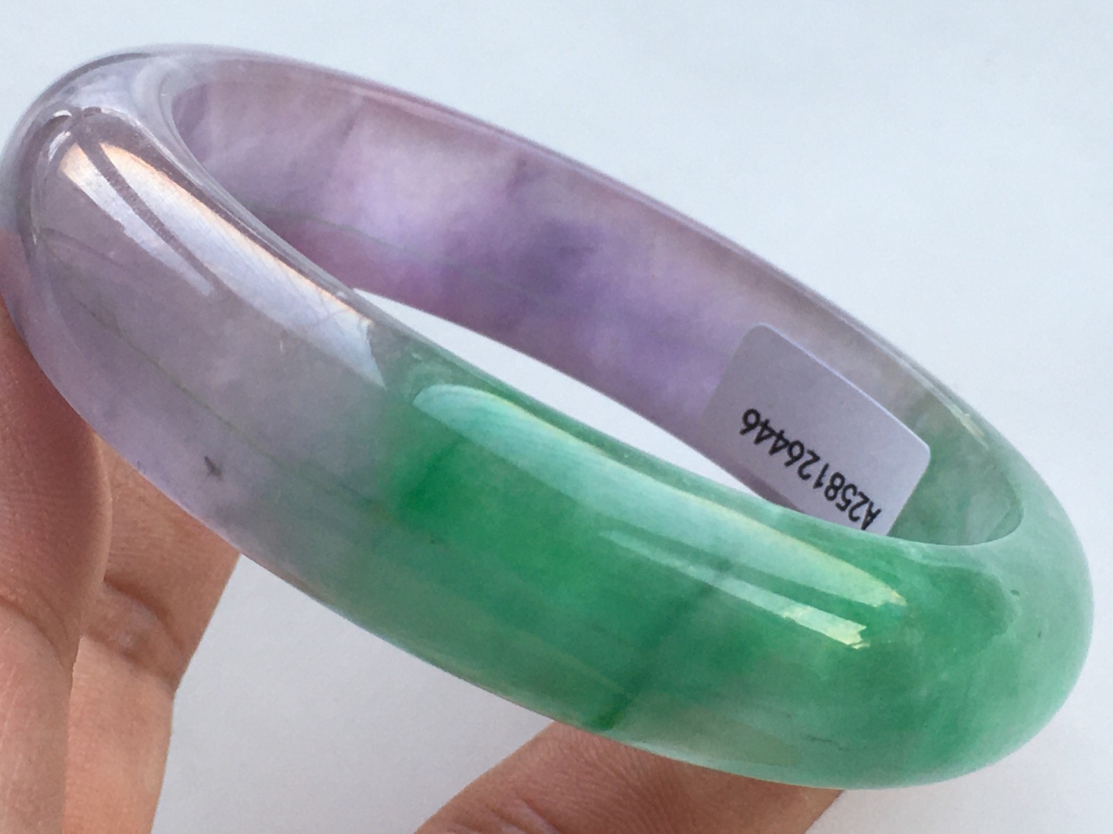 58mm Certified Nature Green/Purple Burmese Jade jadeite bracelets bangle 6446