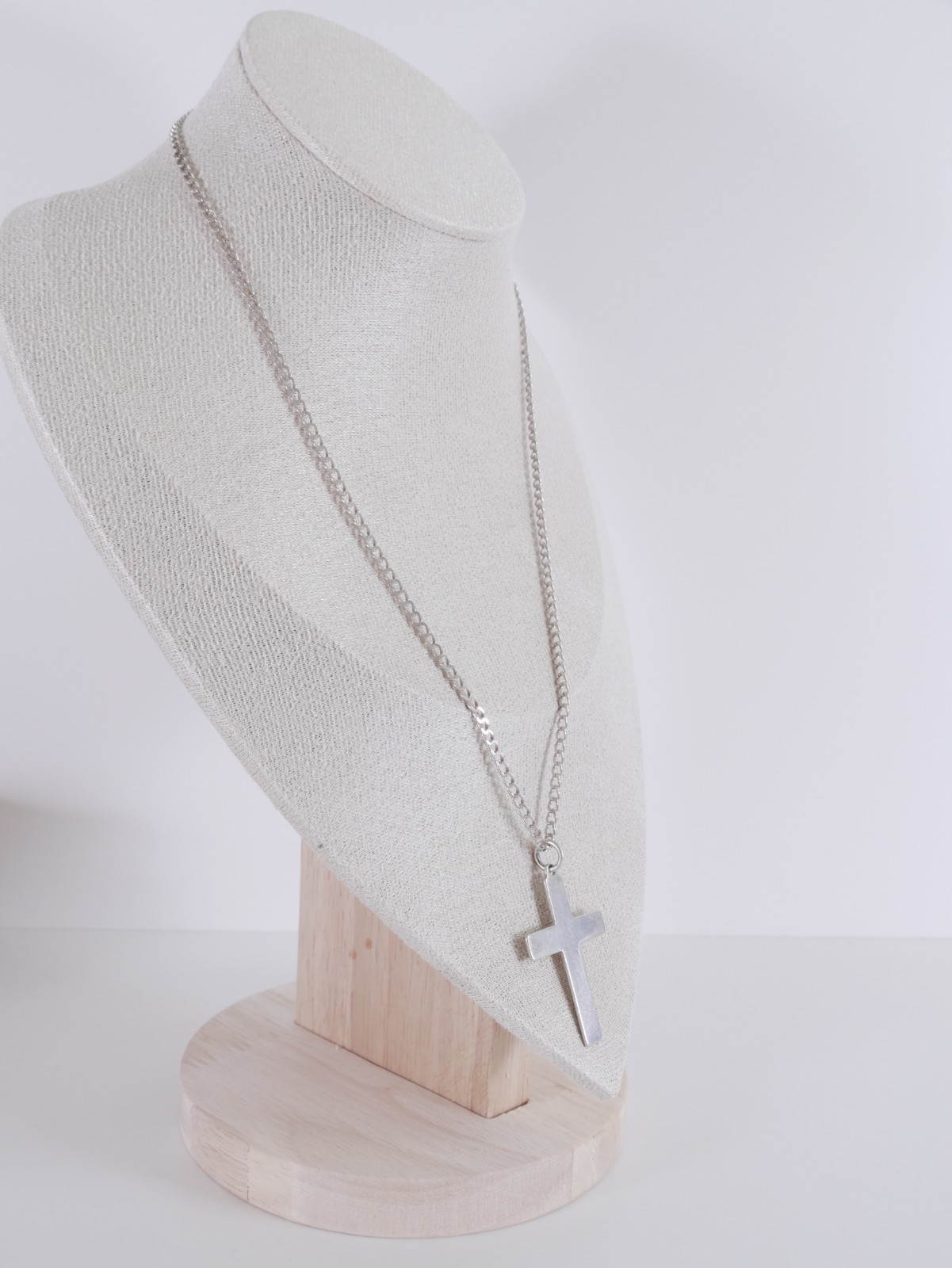 Sterling Silver 925 Cross Pendant Necklace 51cm 11.76g Large Plain Christian