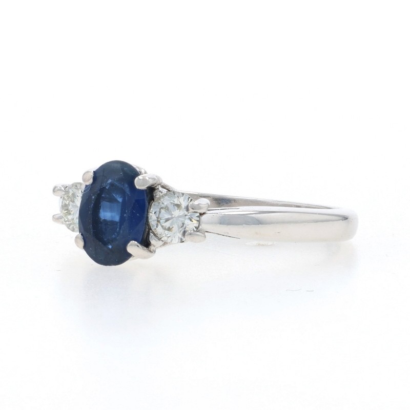 White Gold Sapphire Diamond Ring – 14k Oval 1.20ctw