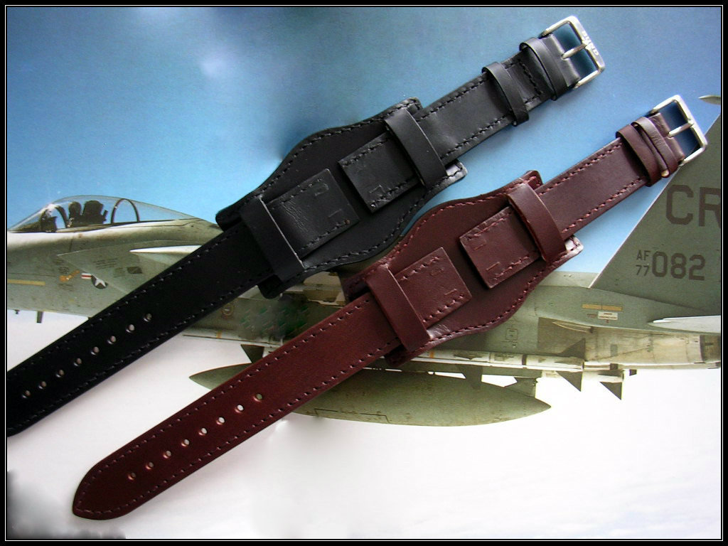 Bund Open End Leather watchband Military strap IW SUISSE 10 12 14 16 18 19 20 22
