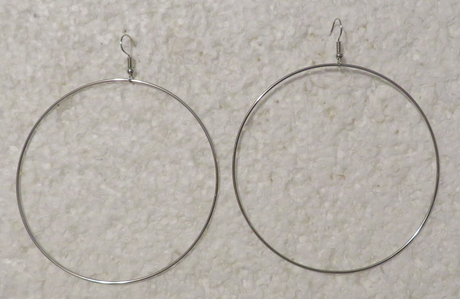 Women Hoop Earrings Silver Simple 3″ Lightweight Hook Dangle