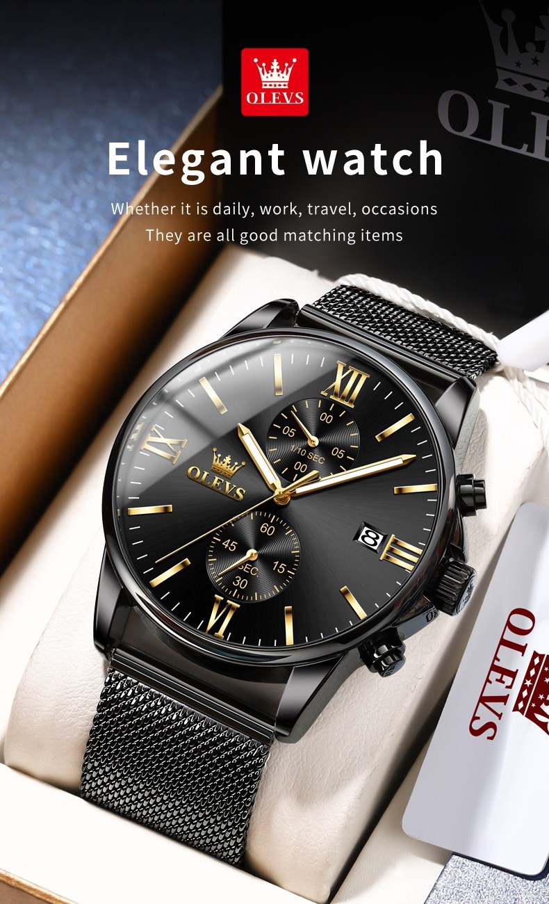 OLEVS 2886 Luminous Multifunctional Male Popular Steel Classic Quartz Watch