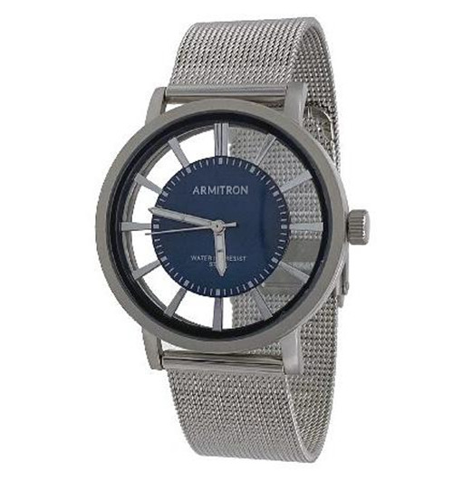 Armitron 20/5424BLSVWM Men’s Semi-Transparent Silver Tone Mesh Band 3-Hand Watch