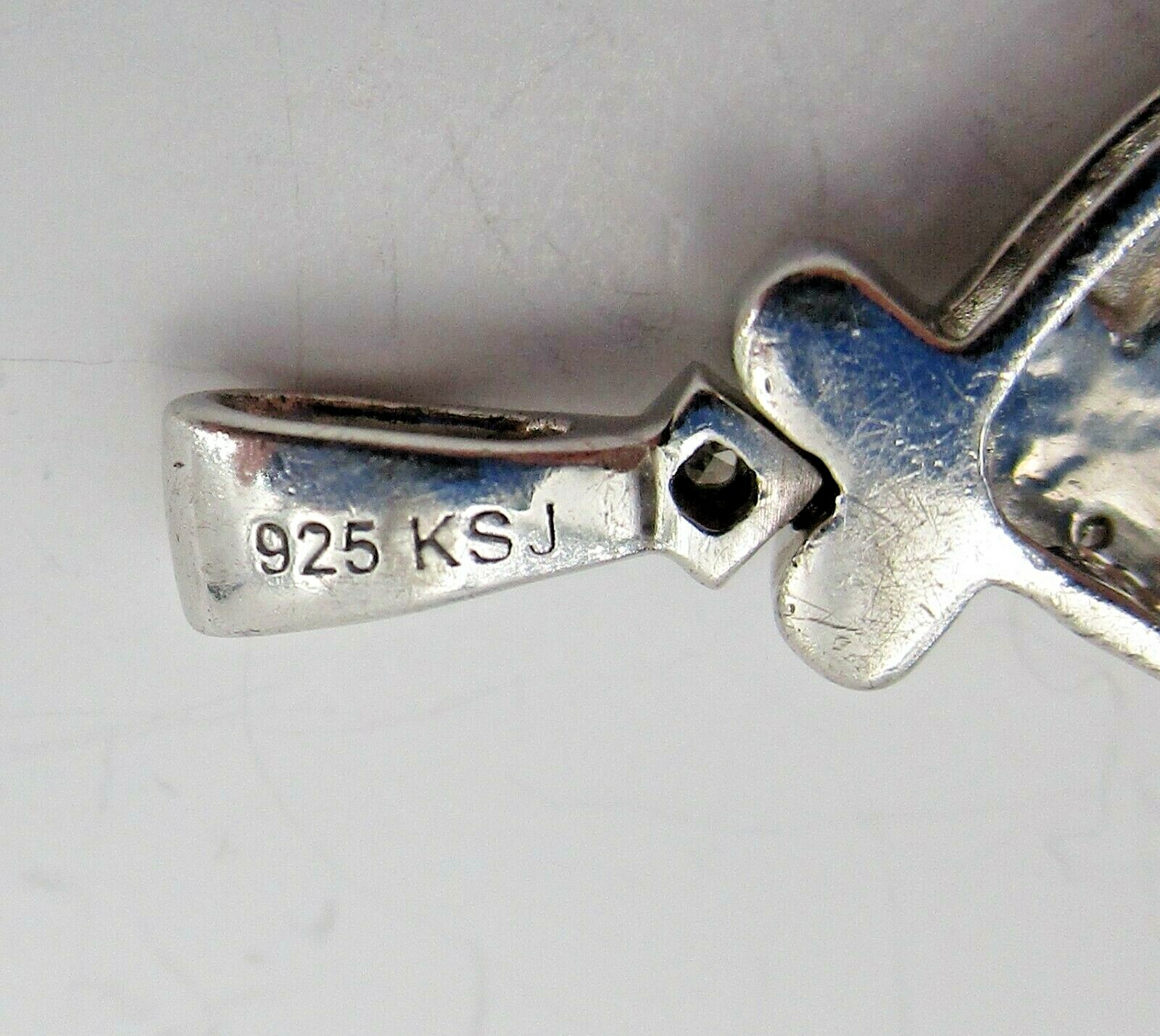 Sterling Silver Pendant .15CTW Diamond Loves Embrace Collection Signed KSJ