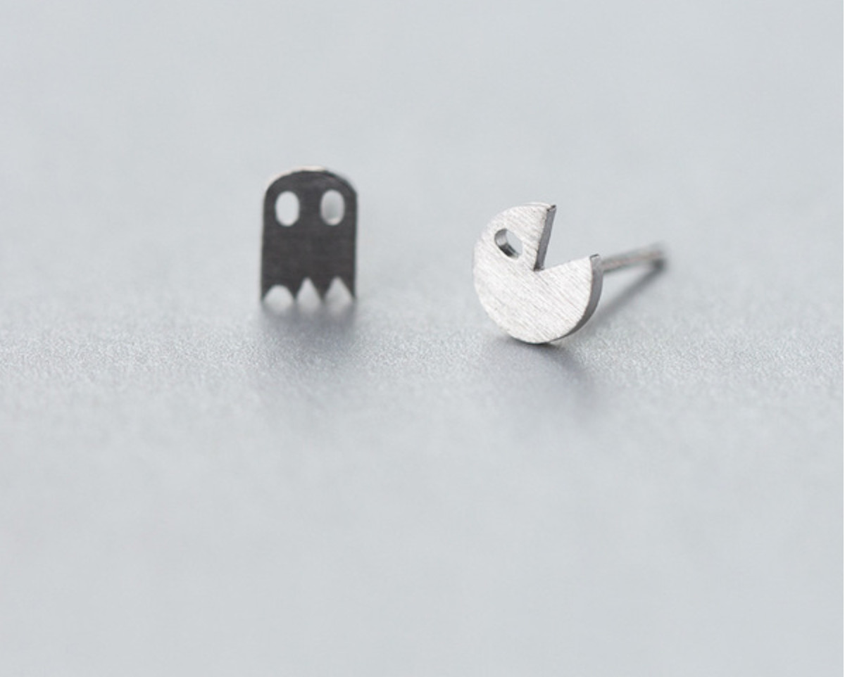 Pac Man Earring Sterling Silver Video Gamer Birthday Gift Daughter Friend Cousin