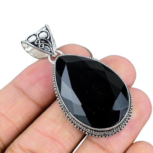 New Look Onyx Black Gemstone Handmade 925 Sterling Silver Gift To her Pendant