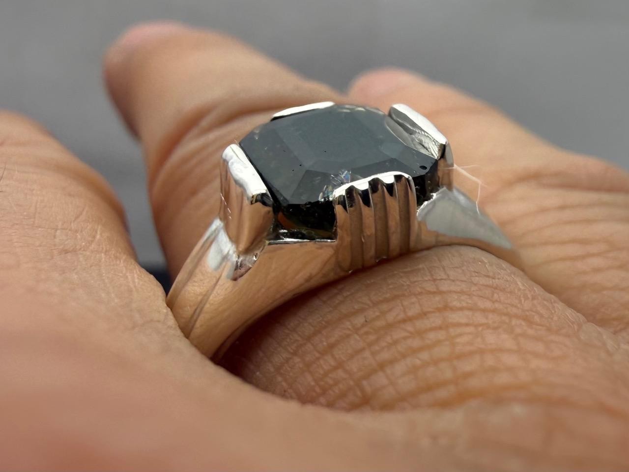 2.4 CT METEORITE MOLDAVITE TEKTITE 925 STERLING SILVER MENS RING SZ 9.5, 6.28 GR