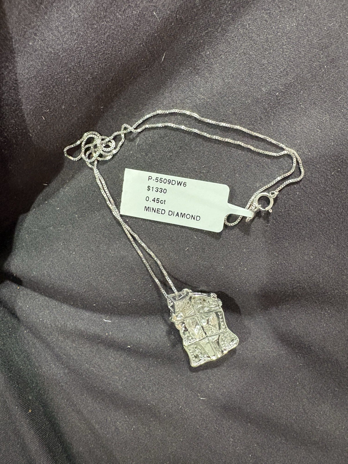 Sterling Silver Natural Diamond Jesus Charm Pendant Box Chain Necklace 0.45ctw
