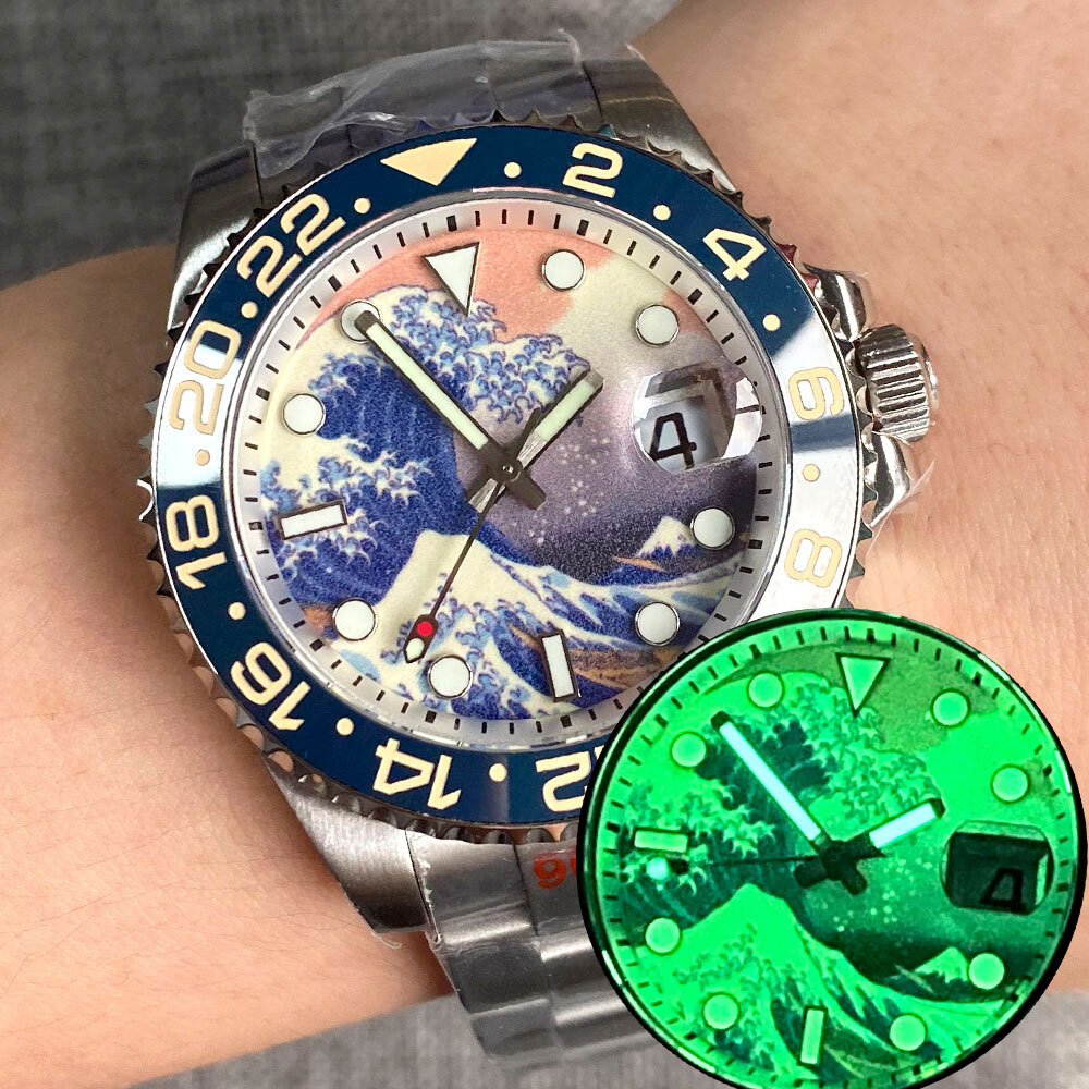 40mm Luminous Kanagawa Surfing Dial NH35 PT5000 Automatic 20atm Diving Men Watch