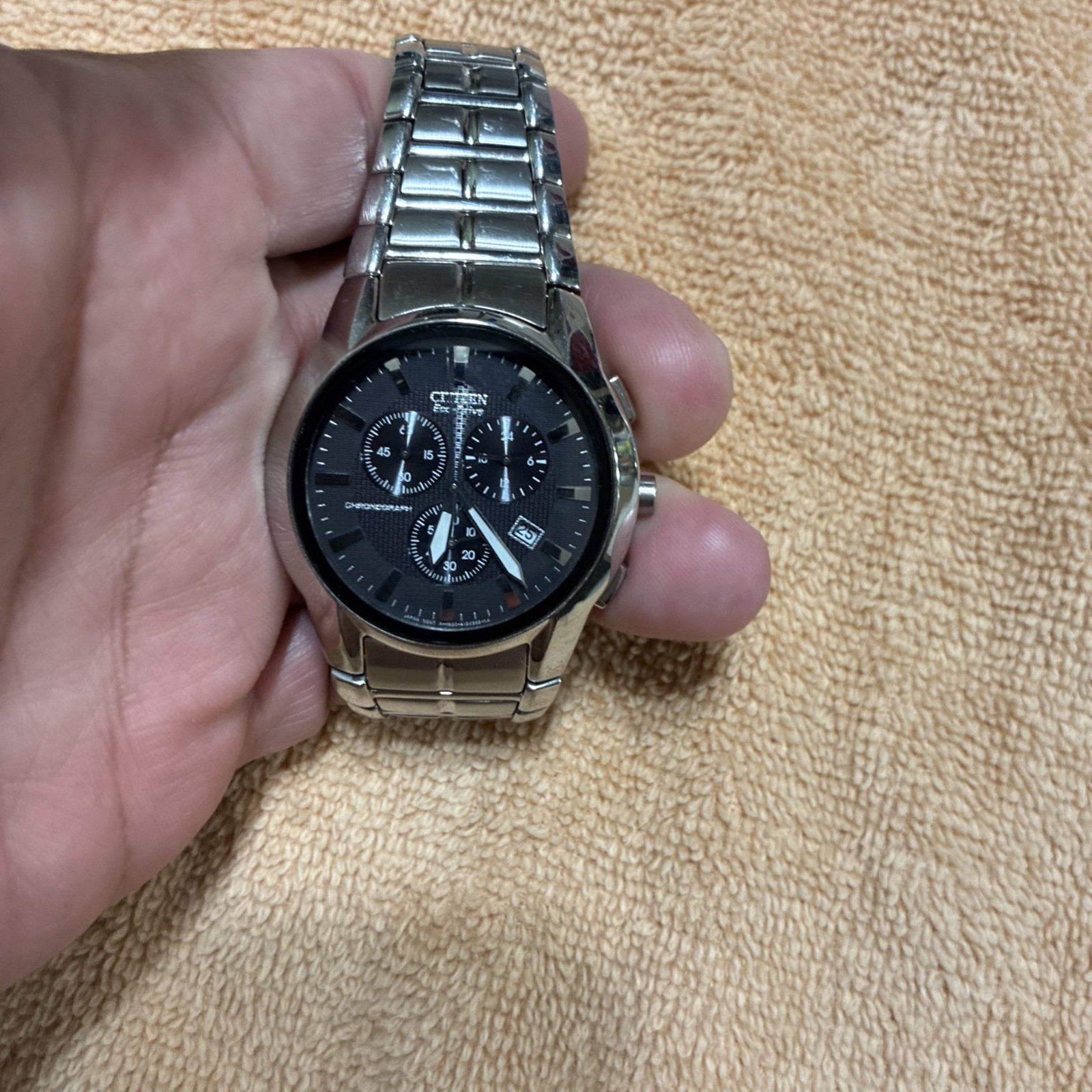 Citizen Eco-Drive Chronograph Silver Wrist Watch Men’s – Used Mint