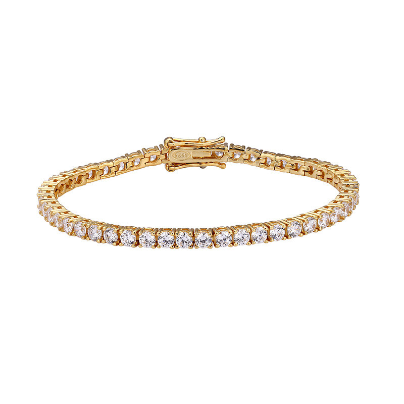 3mm Brilliant Cut Nature Zircon Tennis Chain Bracelet Women 925 Sterling Silver