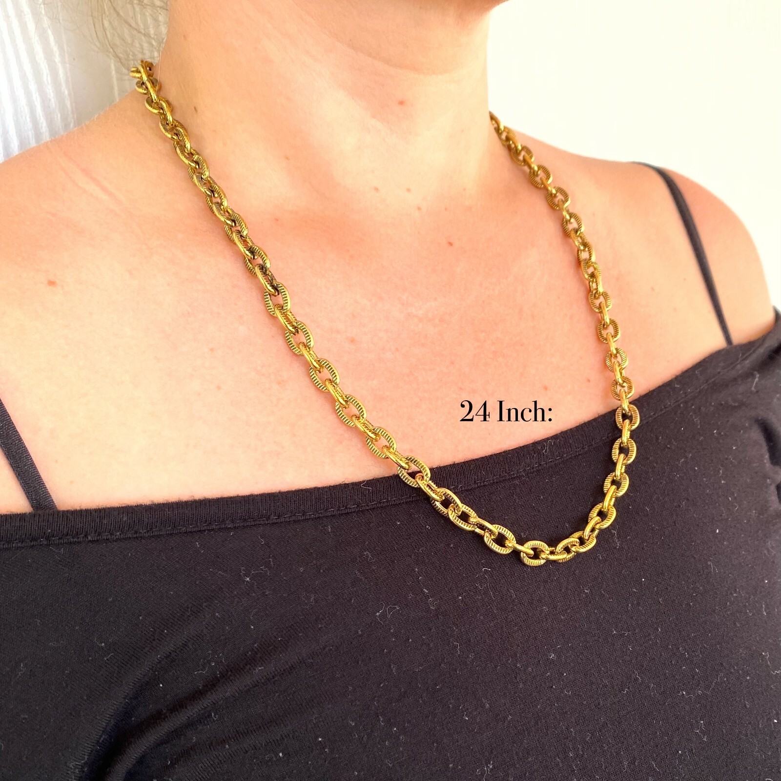 Brass Plated Gold Colored Heavy Duty Chain Necklace (FC51)