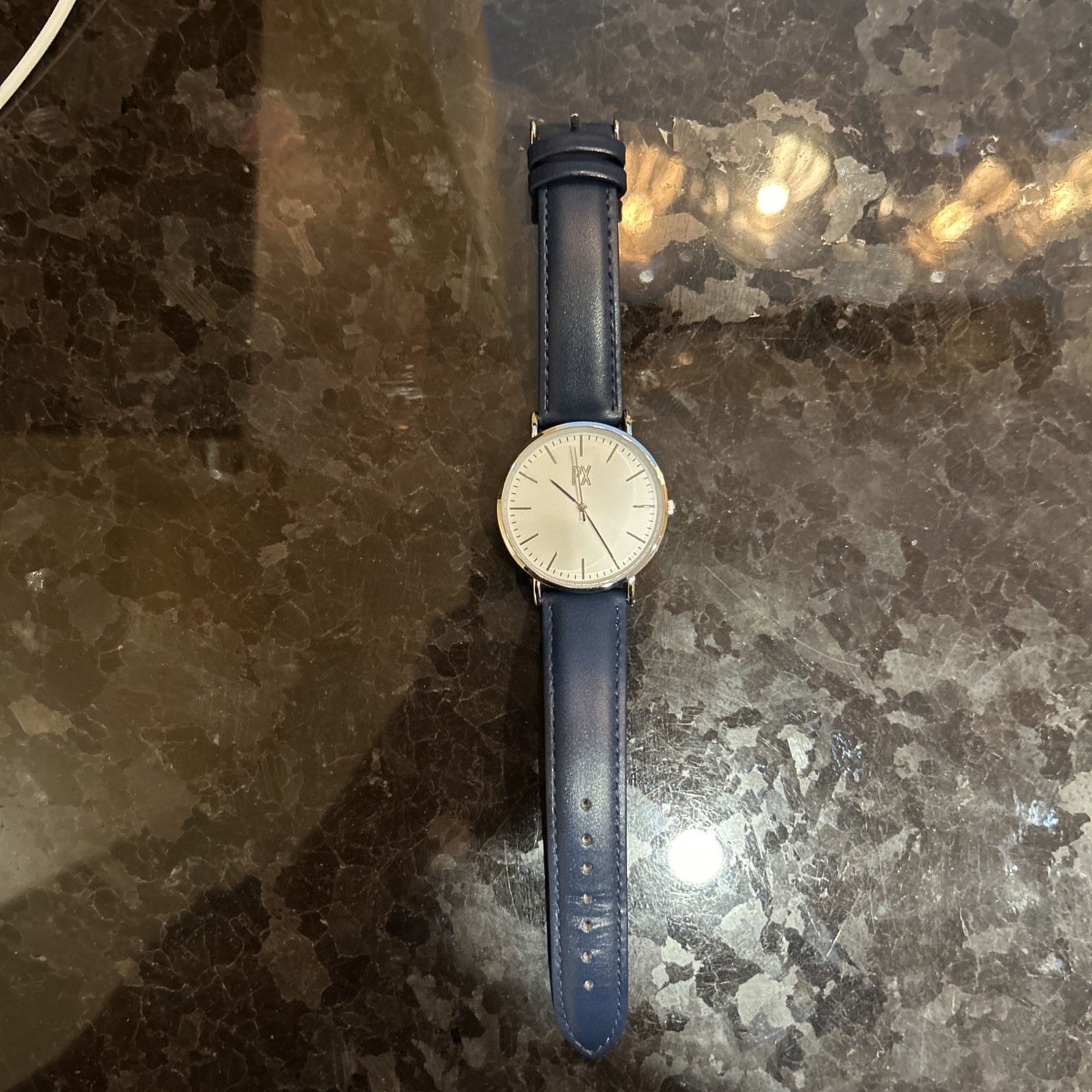 PX Mens Genuine Leather Strap Watch- Blue Band