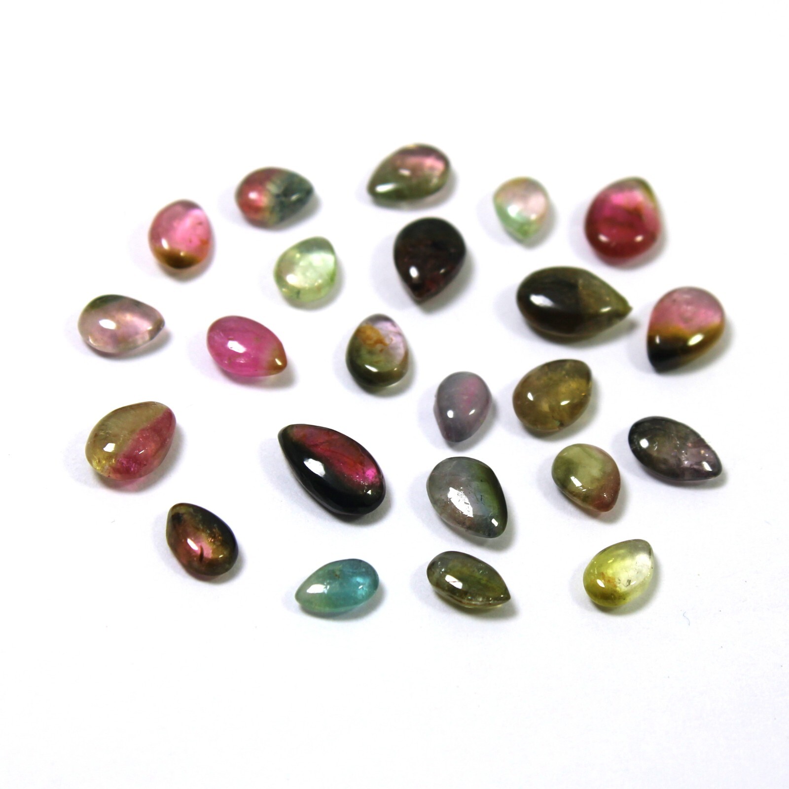 15 Carat Natural Smooth Watermelon Bi Color Briolette Pear Shape 23 Piece Lot