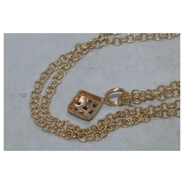 14 KT Gold Sapphire Stone Italian Necklace