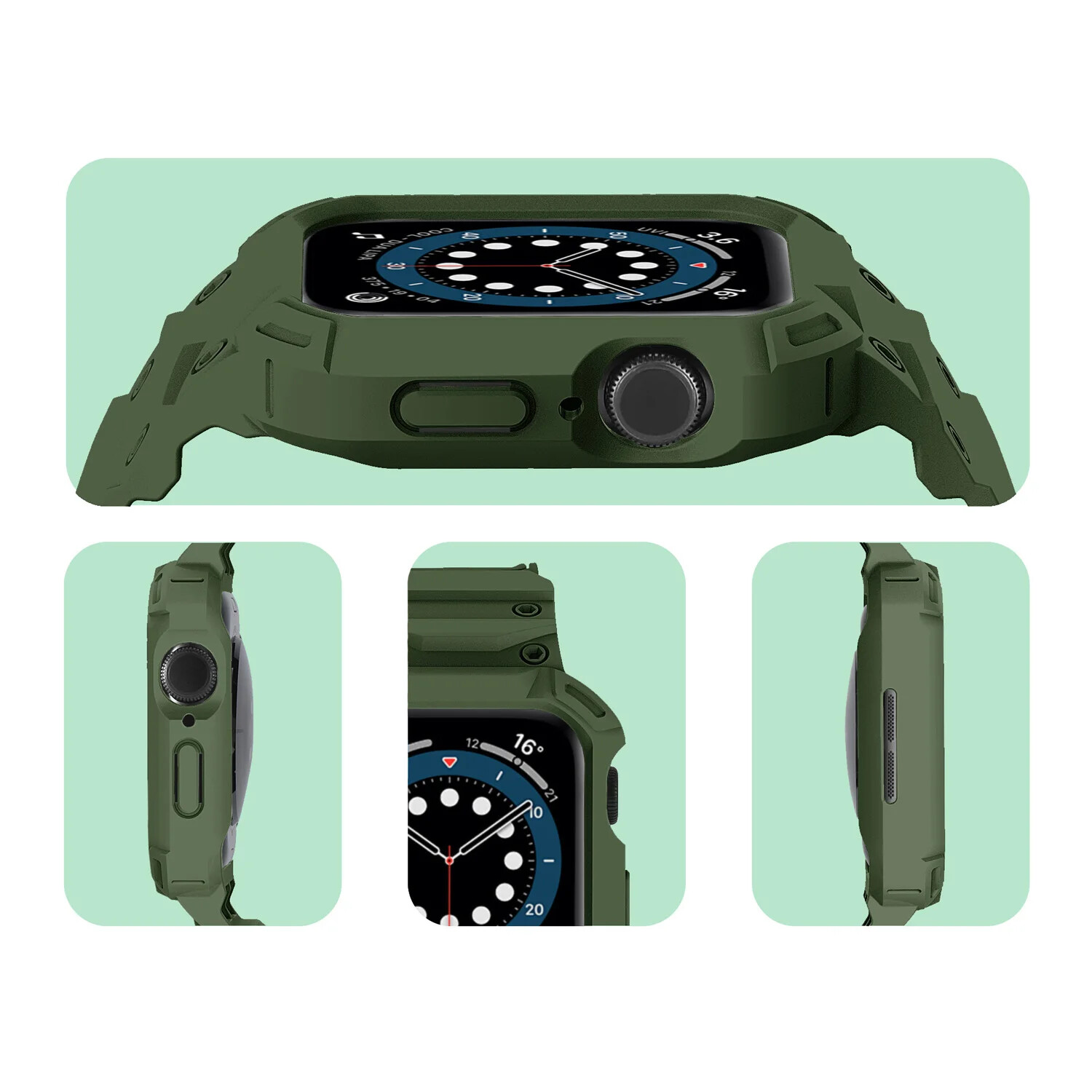 Protect TPU Rubber Case for Apple Watch Strap Series 10 42 46mm Watch Band Cover