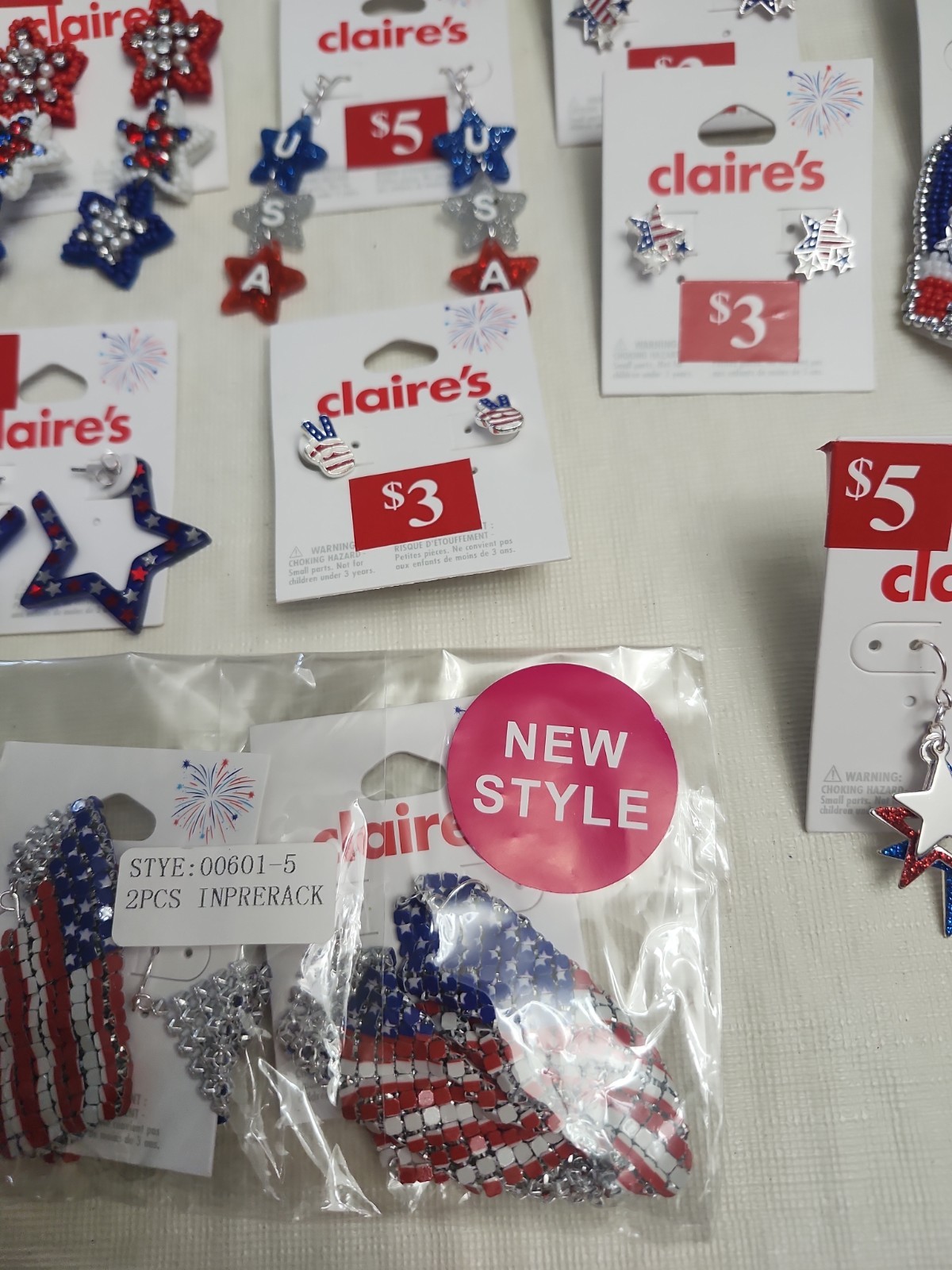Claire’s Earrings Pierced. LOT OF 18. Fourth Of July Theme.