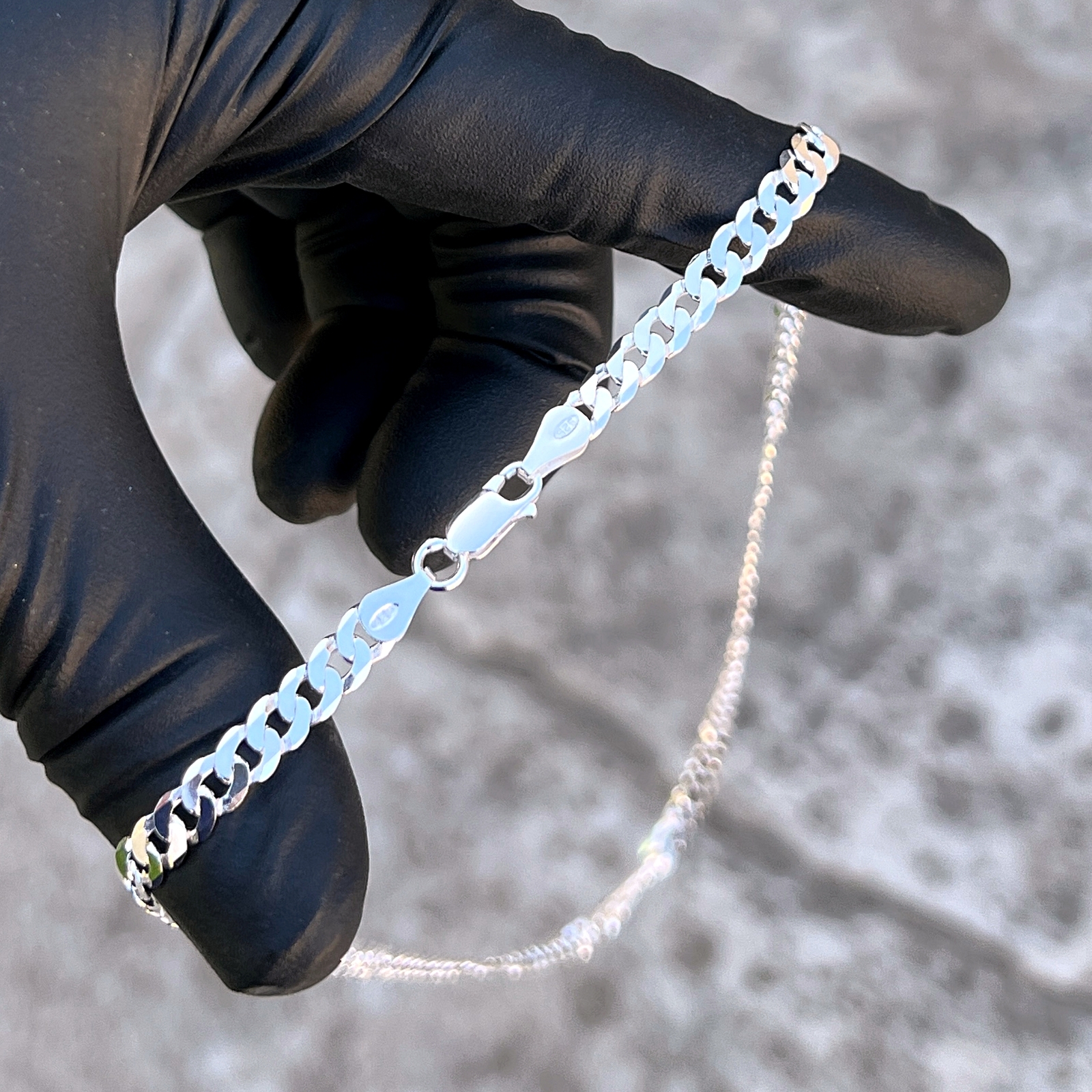 Real Italy 925 Sterling Silver Flat Cuban Link Chain Necklace Mens & Women 5MM