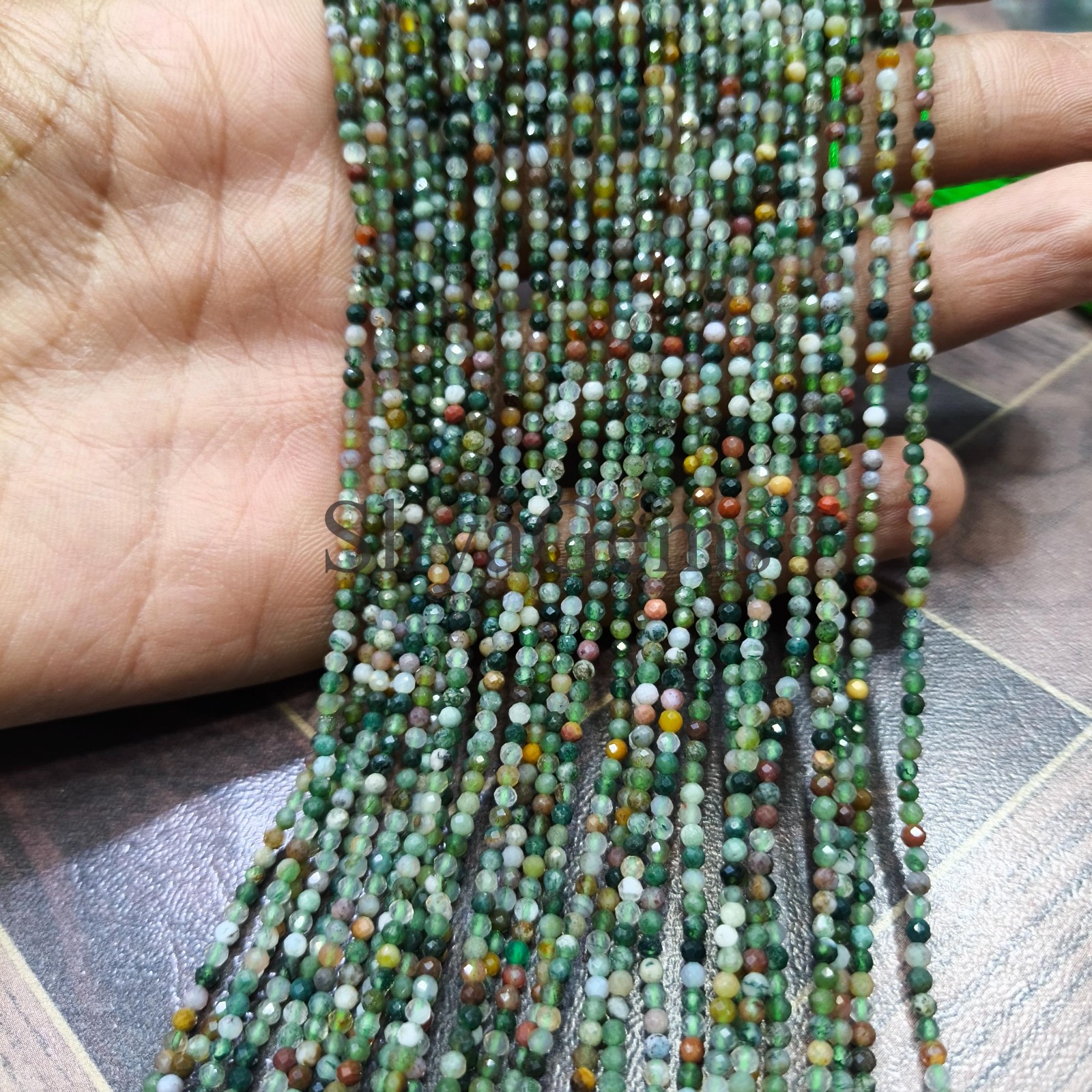 Multi Agate 2mm Faceted Necklace, Colorful Gemstone Beaded Necklace, Dainty Min
