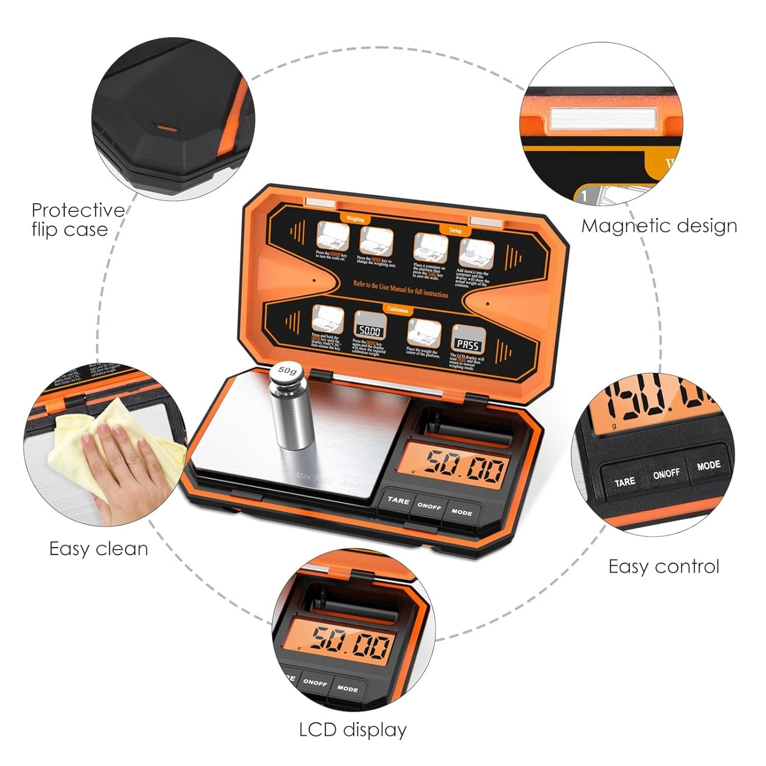 Compact 500g x 0.01g Digital Scale with Tare Function for Jewelry & Cooking