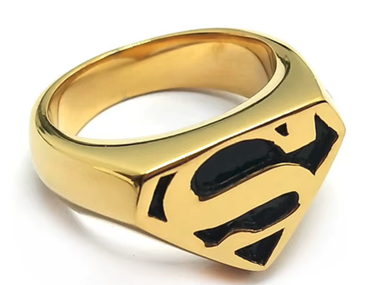 New Superman Super Hero Ring Gold color Choice of Size