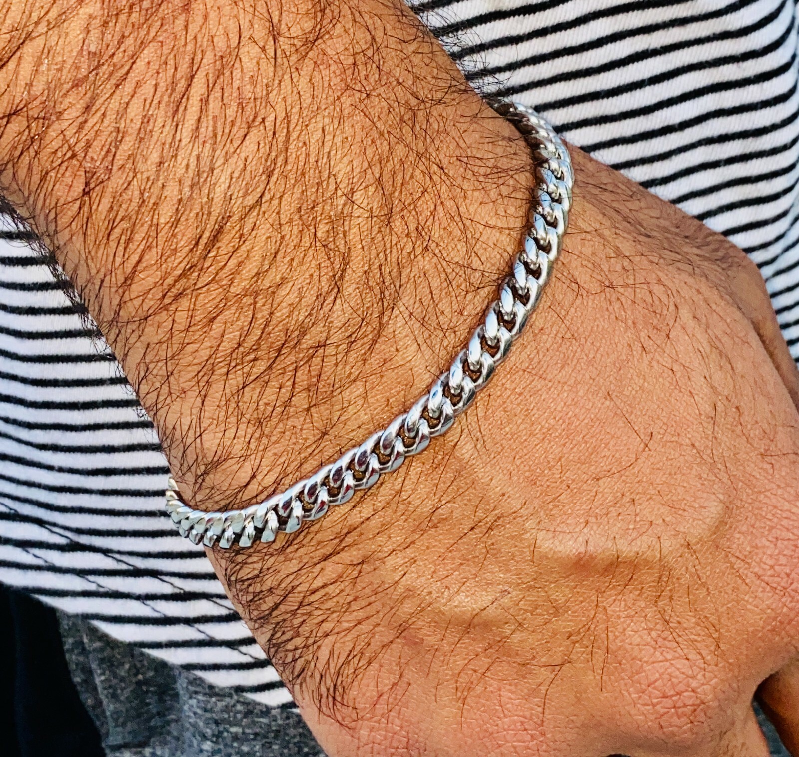 Solid 14K Rhodium GOLD FINISH Miami Cubn Link Chain Cuban