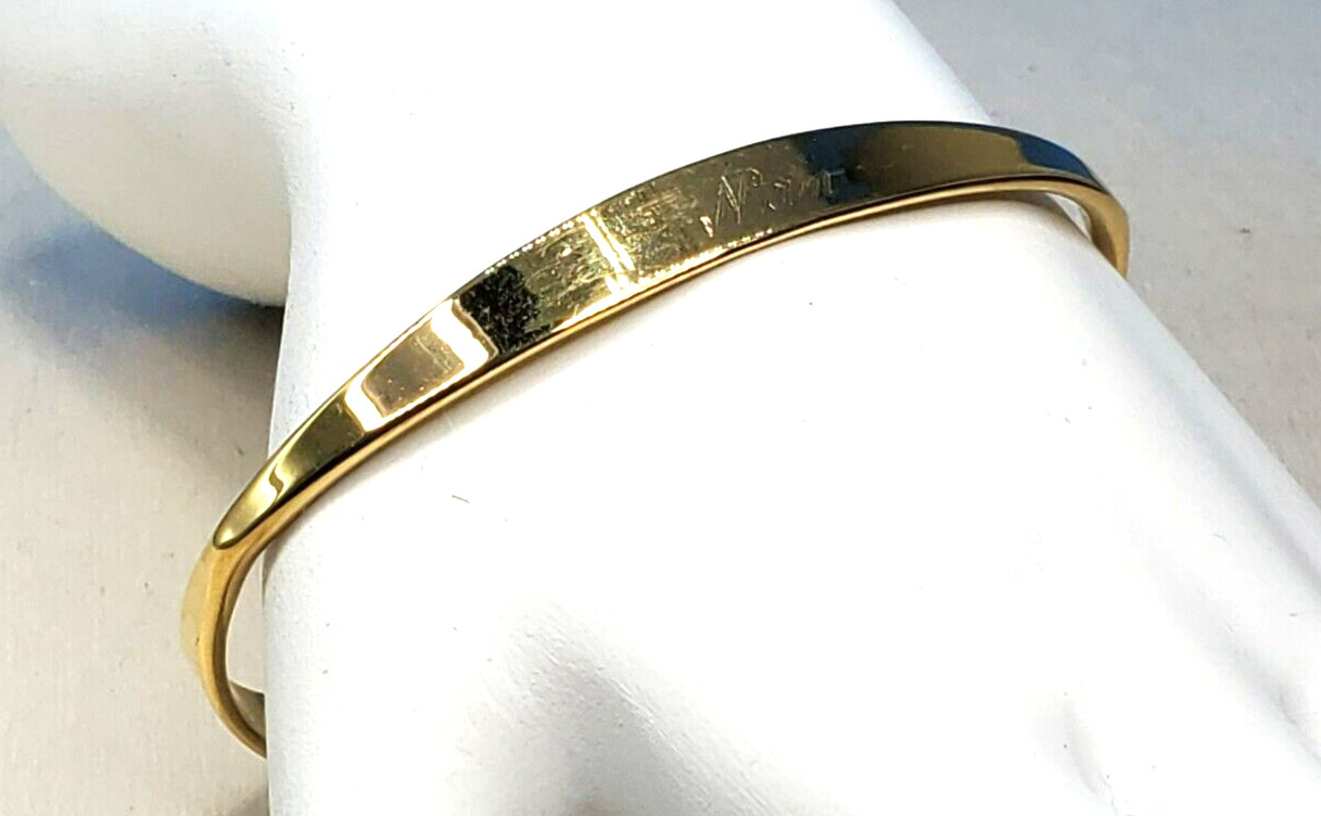 Vintage Cuff Bracelet ENGRAVED NAN Gold Tone Signed Napier @ trueblue0080 -h12