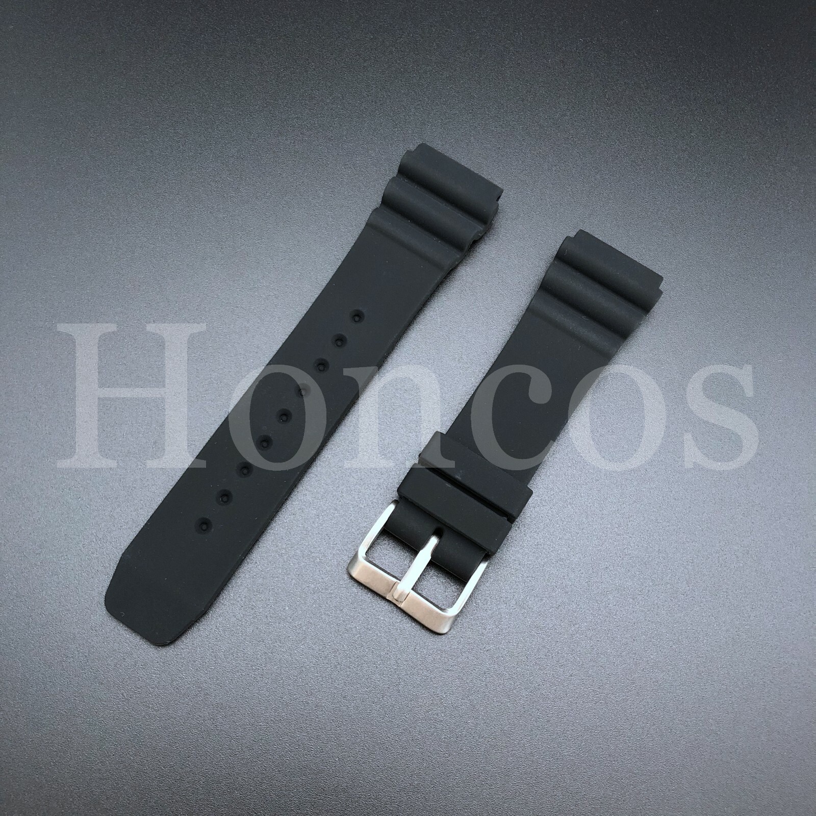 4F24ZZ 22mm Black Rubber Band + Pins | SKX Pro Diver Watch Strap Fits For Seiko