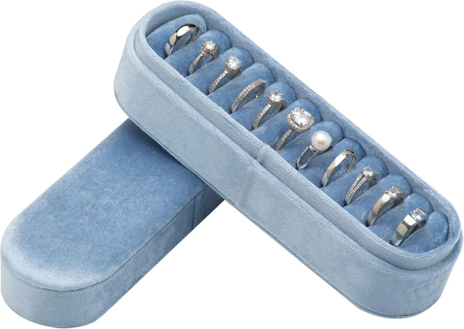 Velvet Small Multiple Ring Box Portable Organizer Display Storage | Travel Case