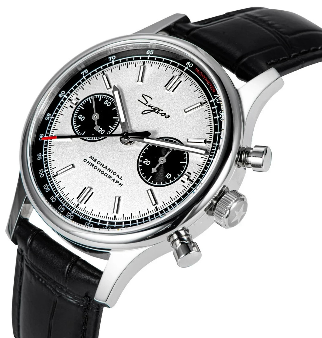 Sugess Men’s 40mm Chronograph Wristwatch 1963 Panda V3 Watch ST1901 Swan Neck
