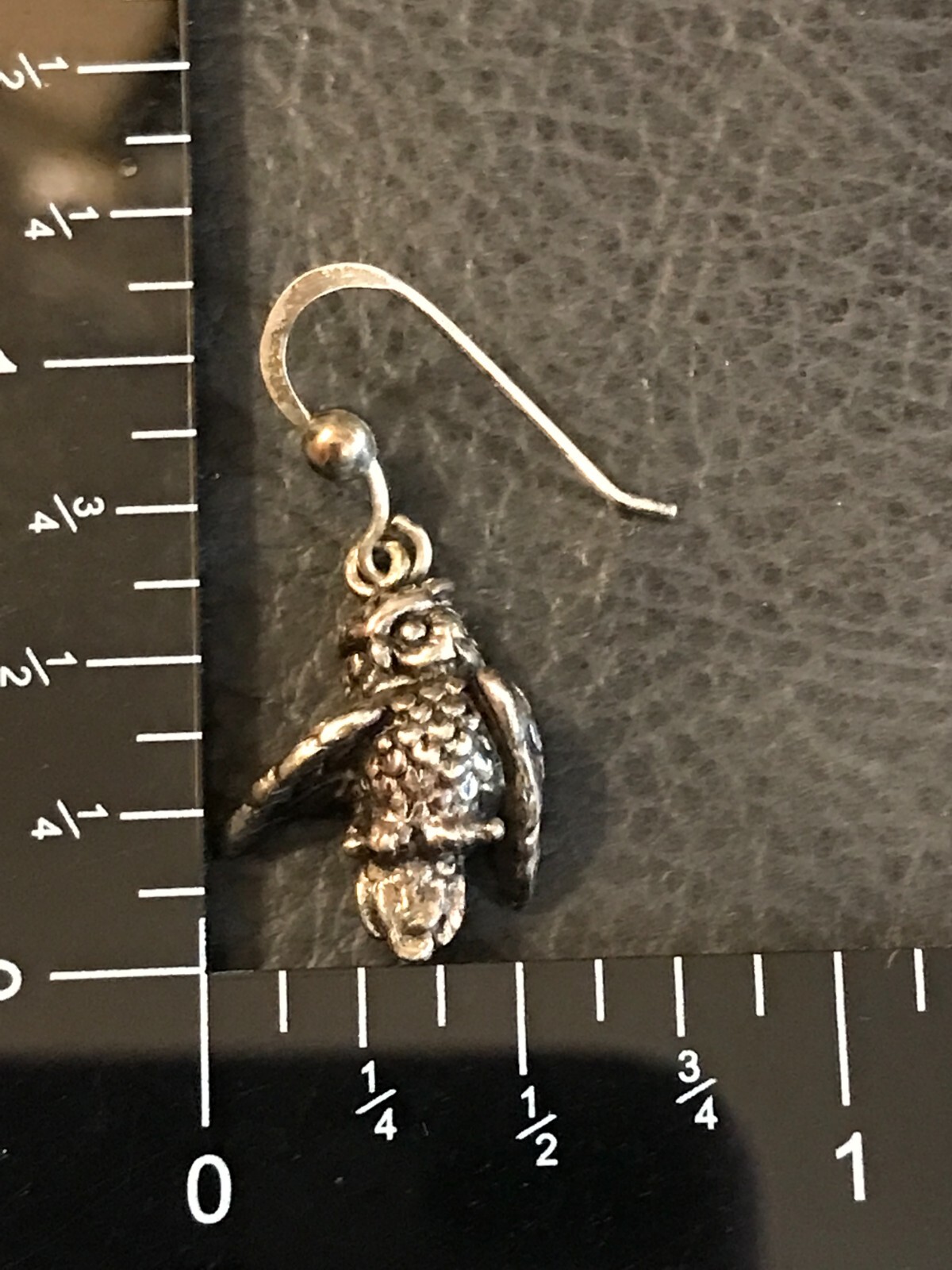 Sterling Silver Vintage PETER STONE 3D Wing Out Owl Earrings PSCL