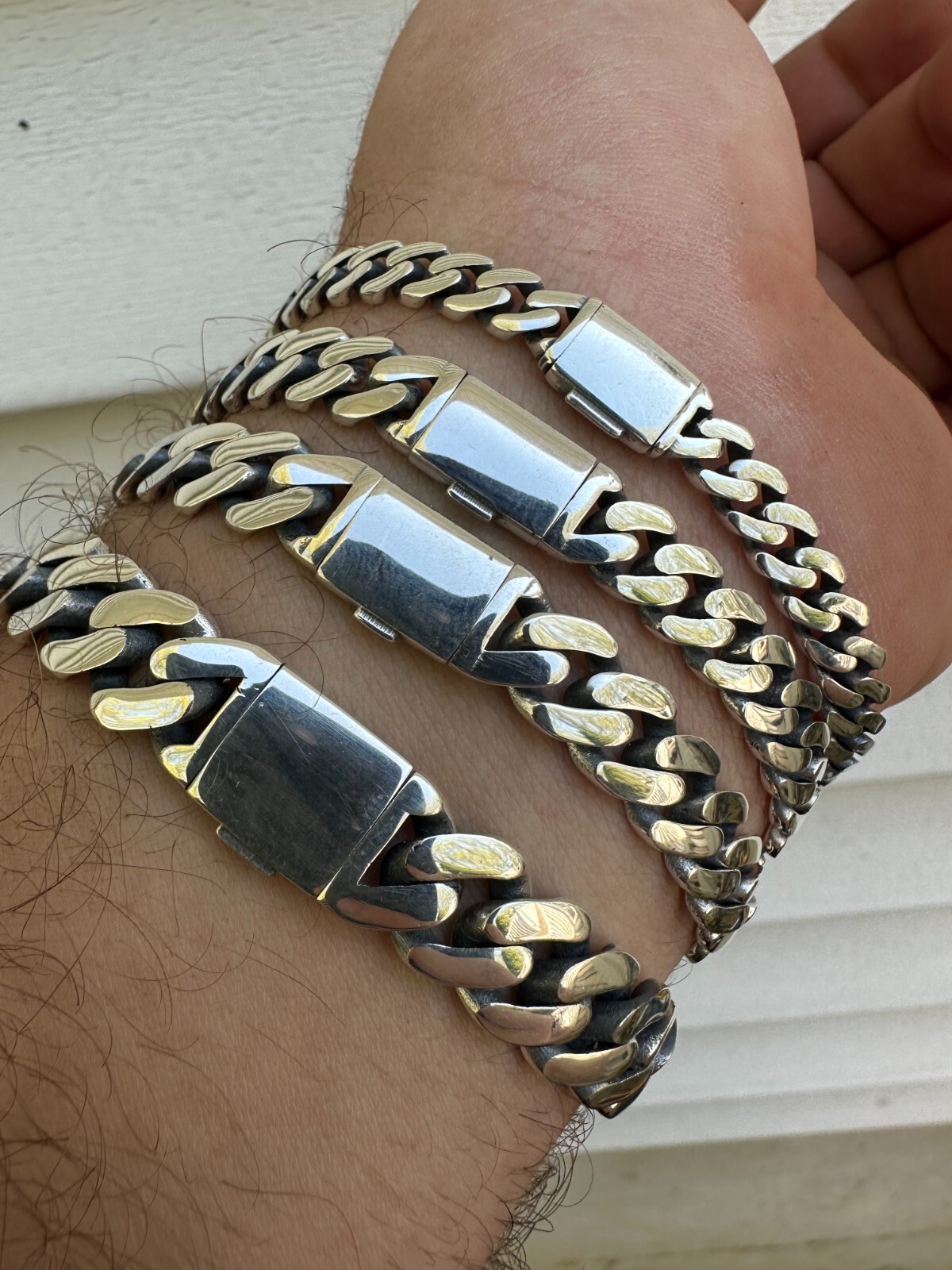 Miami Cuban Link Mens Chain Bracelet Real 925 Sterling Silver Sleek Clasp 6-12mm