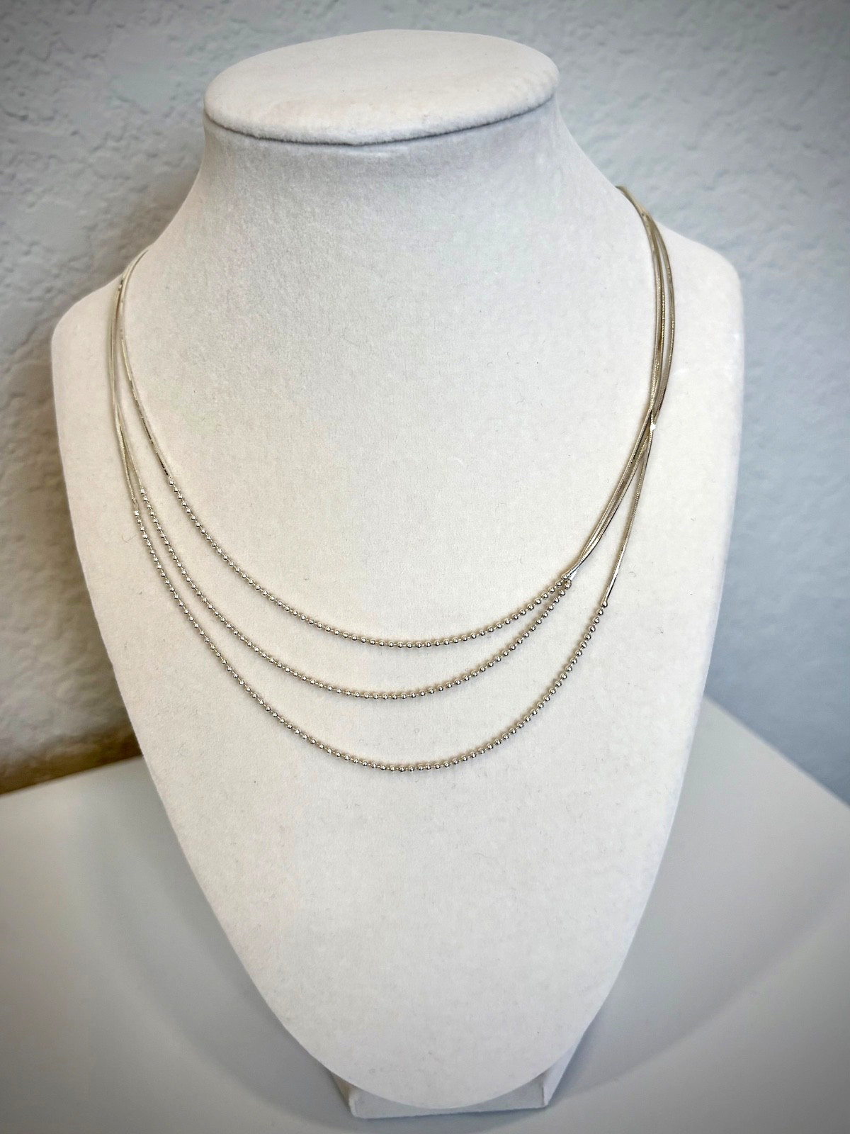 Neclace and Bracelet Set, 925 Italian Sterling Silver, Fancy Multi-Strand