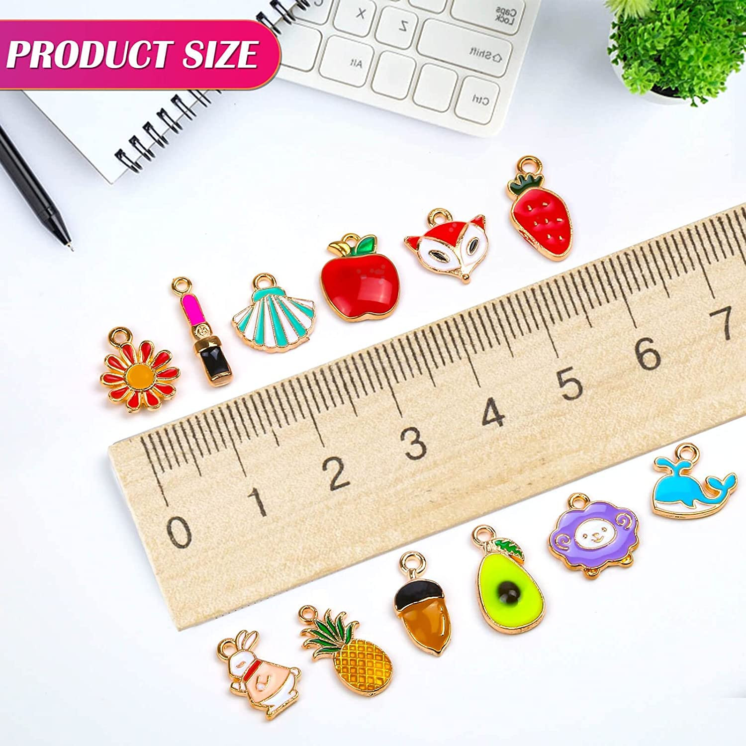 150PCS Bracelet Charms, Silver Bracelet Gold Plated Enamel Charms Pendants for N