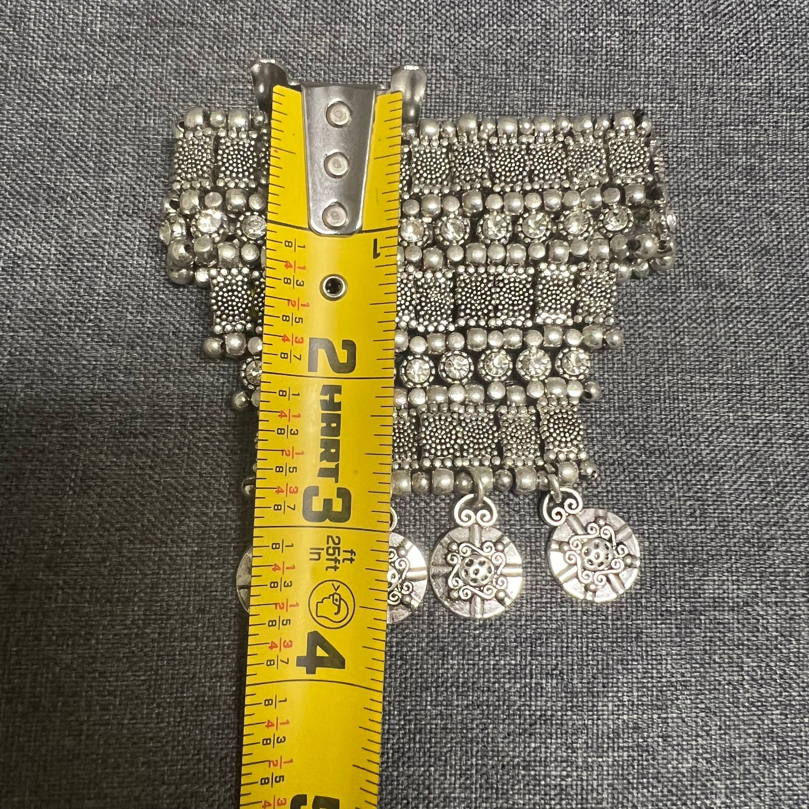 Wedding Oxidized designer Silver Ghungroo Studded Open Fashion Bracelet strech