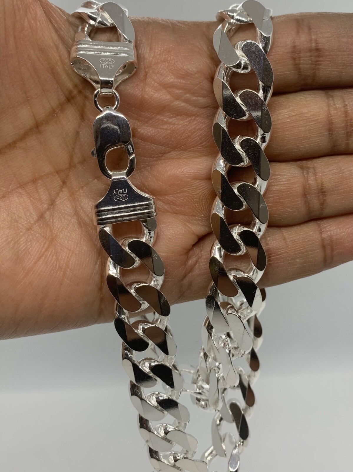 15mm Solid 925 Sterling Silver Cuban Link Chain Necklace Men 20″-30” Made Italy
