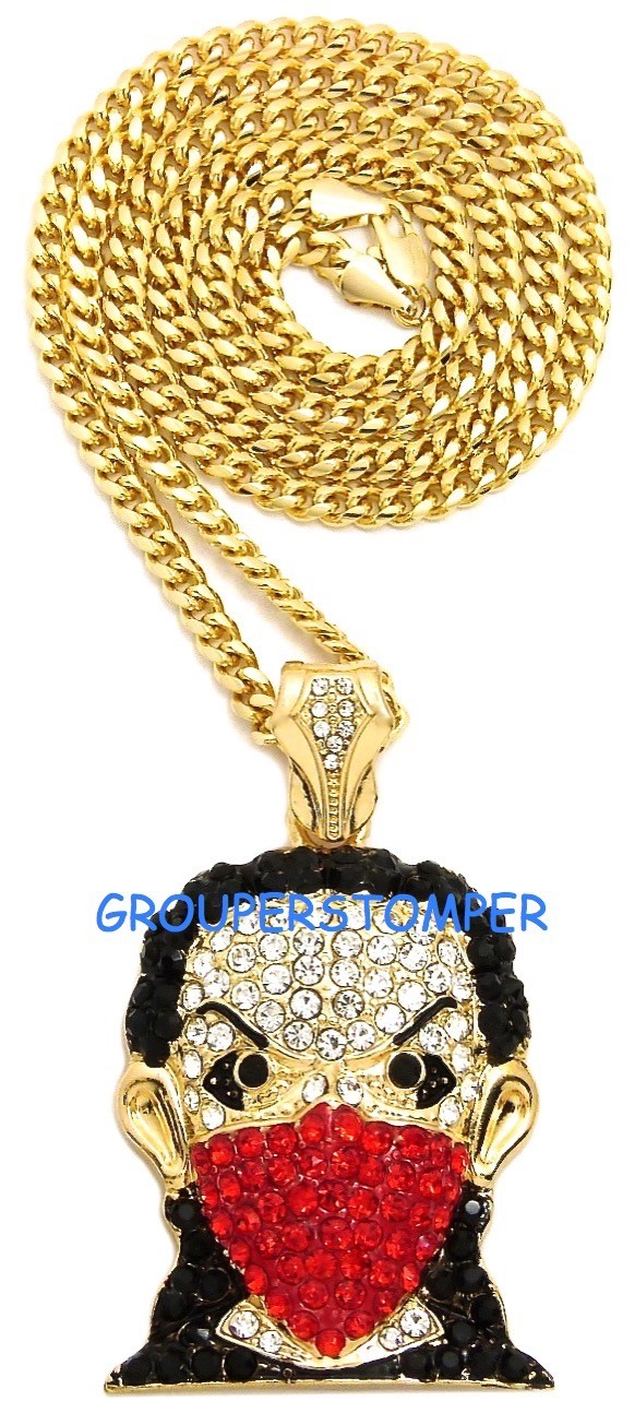 Mask Goon New Rhinestone Pendant with 24 Inch Long Necklace Hip Hop Robber