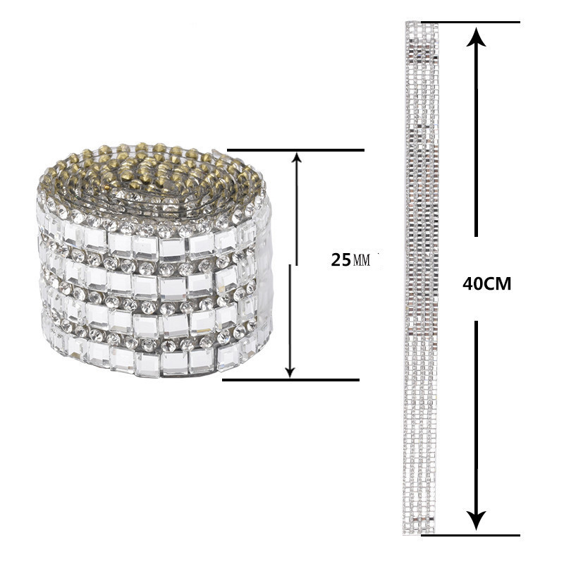 25mmx40cm Hotfix Clear Glass Rhinestones Mesh Trim Crystal Fabric Appliques