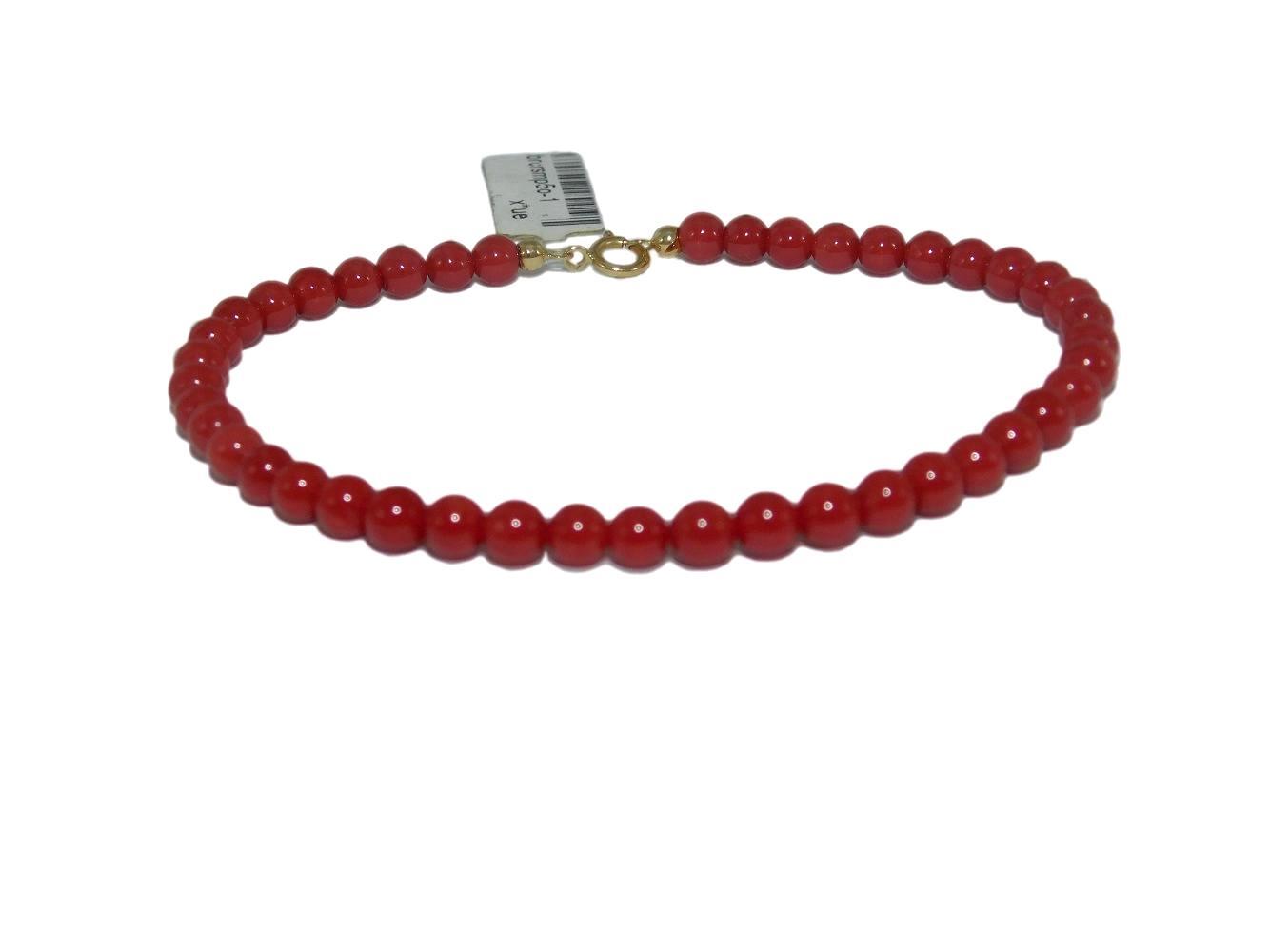 Bracciale da Donna in Corallo Rosso e Oro 18 kt Braccialetto di Pietre con 750