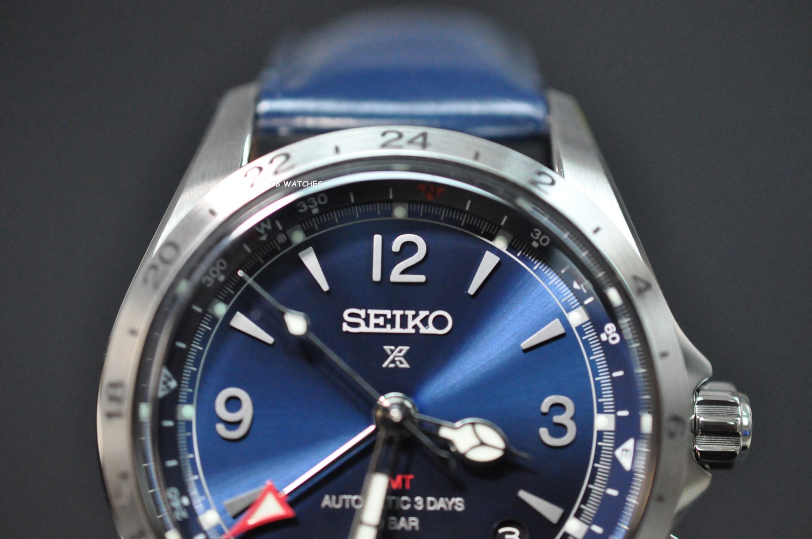 Seiko Prospex SPB377J1 Alpinist Blue Dial GMT Leather 200m Automatic
