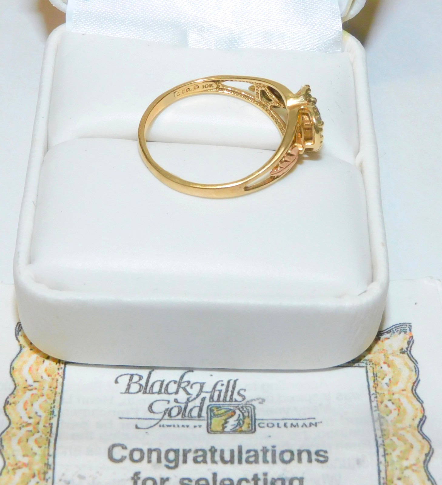 Black Hills Gold 10k Coleman Garnet Heart Leaves Ring Size 7