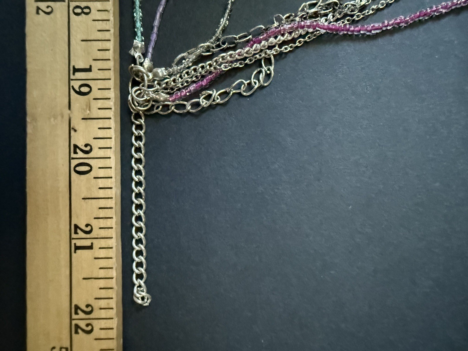 Lydell NYC Necklace Layered New Chain Beaded Chunky Festival Boho Silver Tone