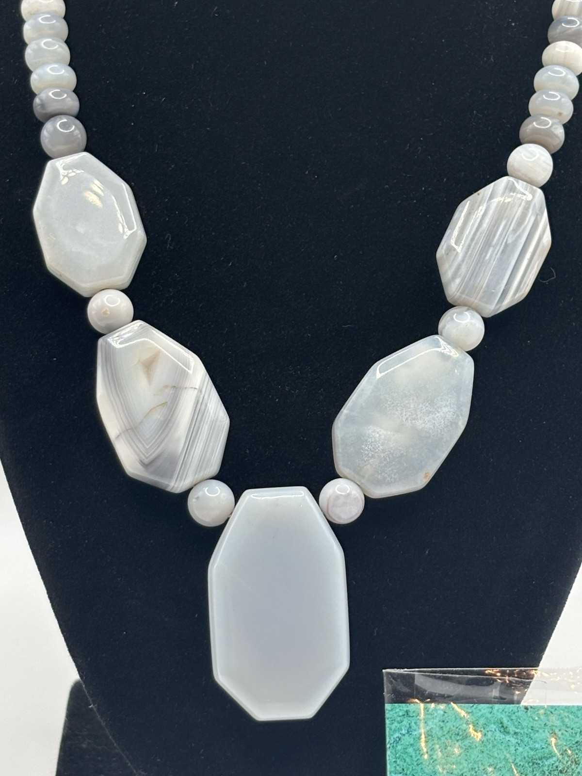 DTR Mine Finds by Jay King Gray Lace Agate Sterling Silver Necklace